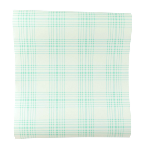 Blue Plaid Paper Table Runner