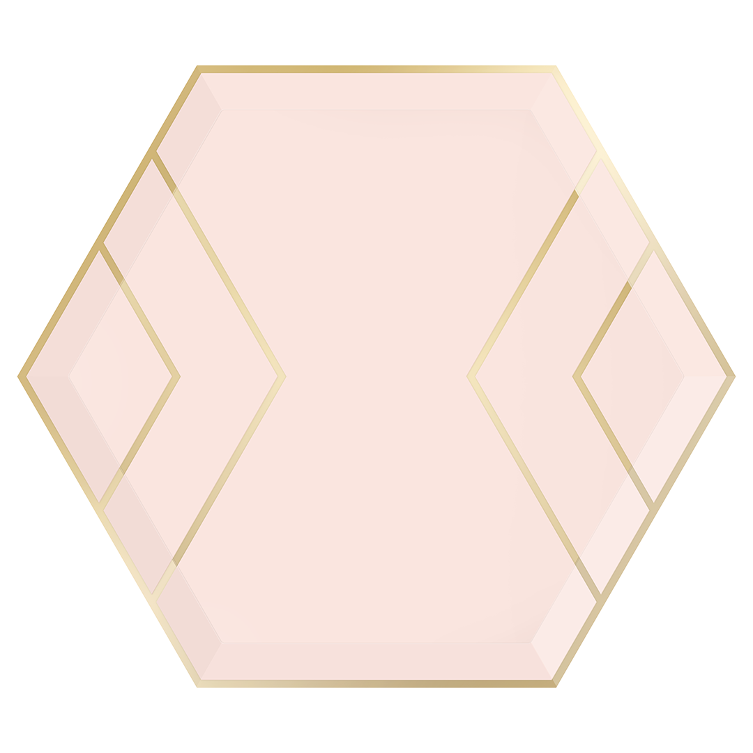 Blush & Gold Large Hexagon Paper Plates - 8pk