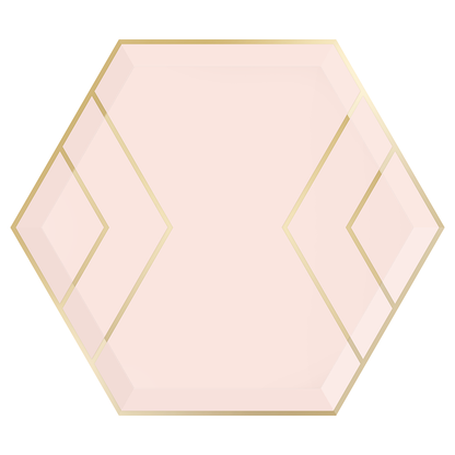 Blush & Gold Large Hexagon Paper Plates - 8pk