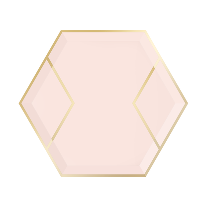 Blush & Gold Hexagon Small Paper Plates - 8pk