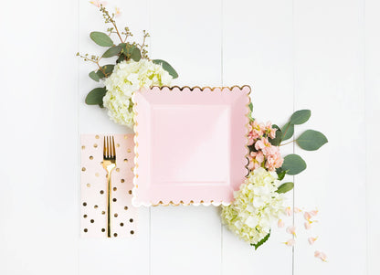 Pale Blush Guest Towel Napkins with Gold Polka Dots