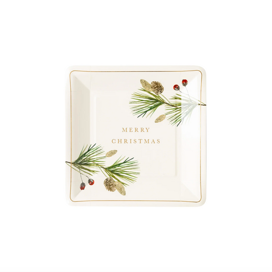 Botanical Merry Christmas Solstice Plates - 8pk