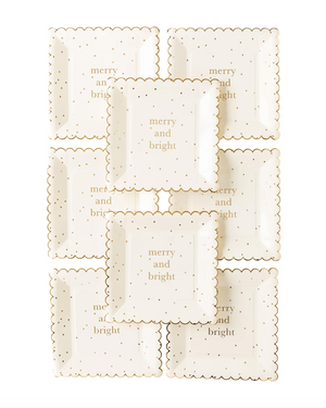 Holiday Merry & Bright Square Scalloped Plates
