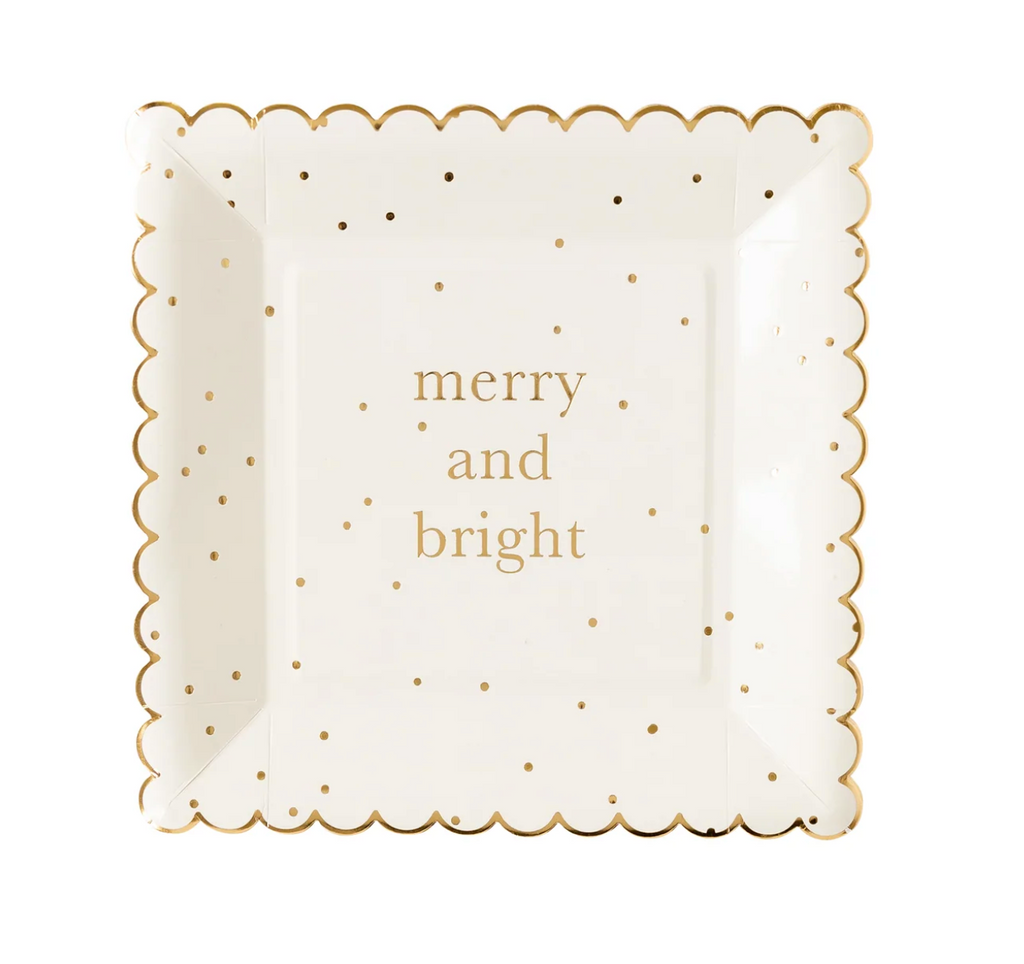 Holiday Merry & Bright Square Scalloped Plates