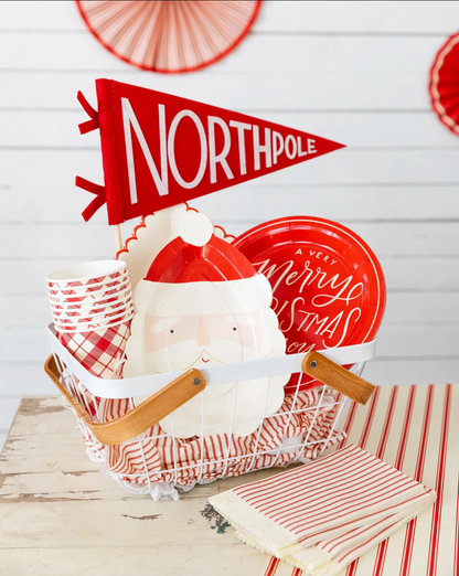 Christmas Red Ticking Striped Fringed Guest Napkins