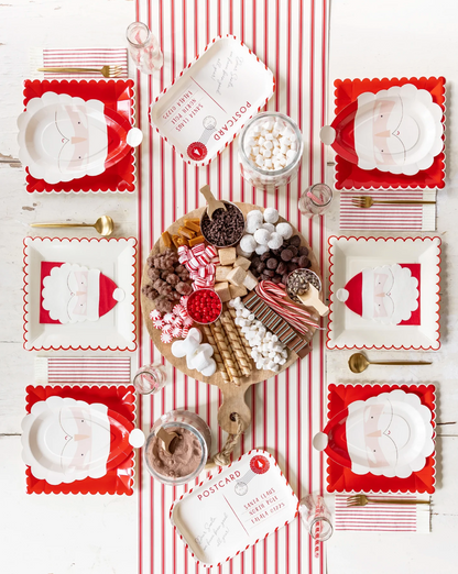 Christmas Red Ticking Striped Fringed Guest Napkins