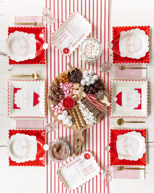 Believe Christmas Red Ticking Stripe Fringed Guest Napkins