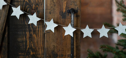 Silver Glitter Stars Banner