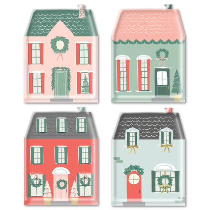 Christmas Village House Shaped Plates - 8pk