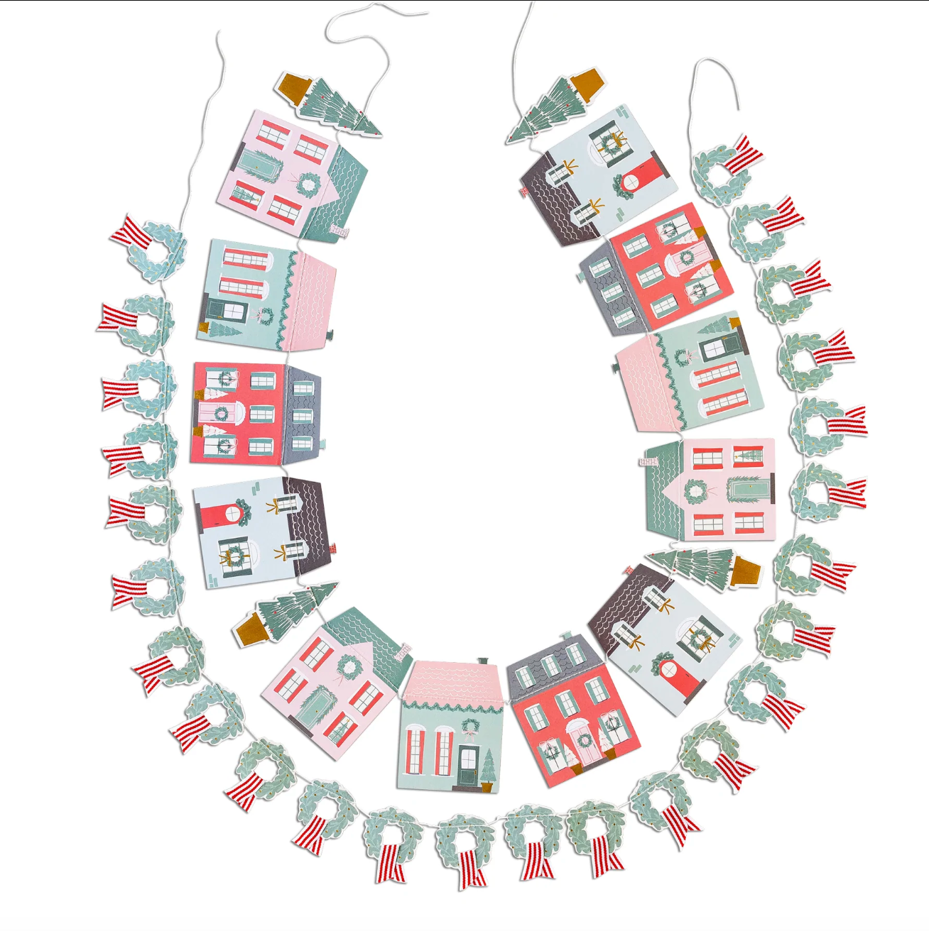 Village Christmas Wreath & Village Banner Set