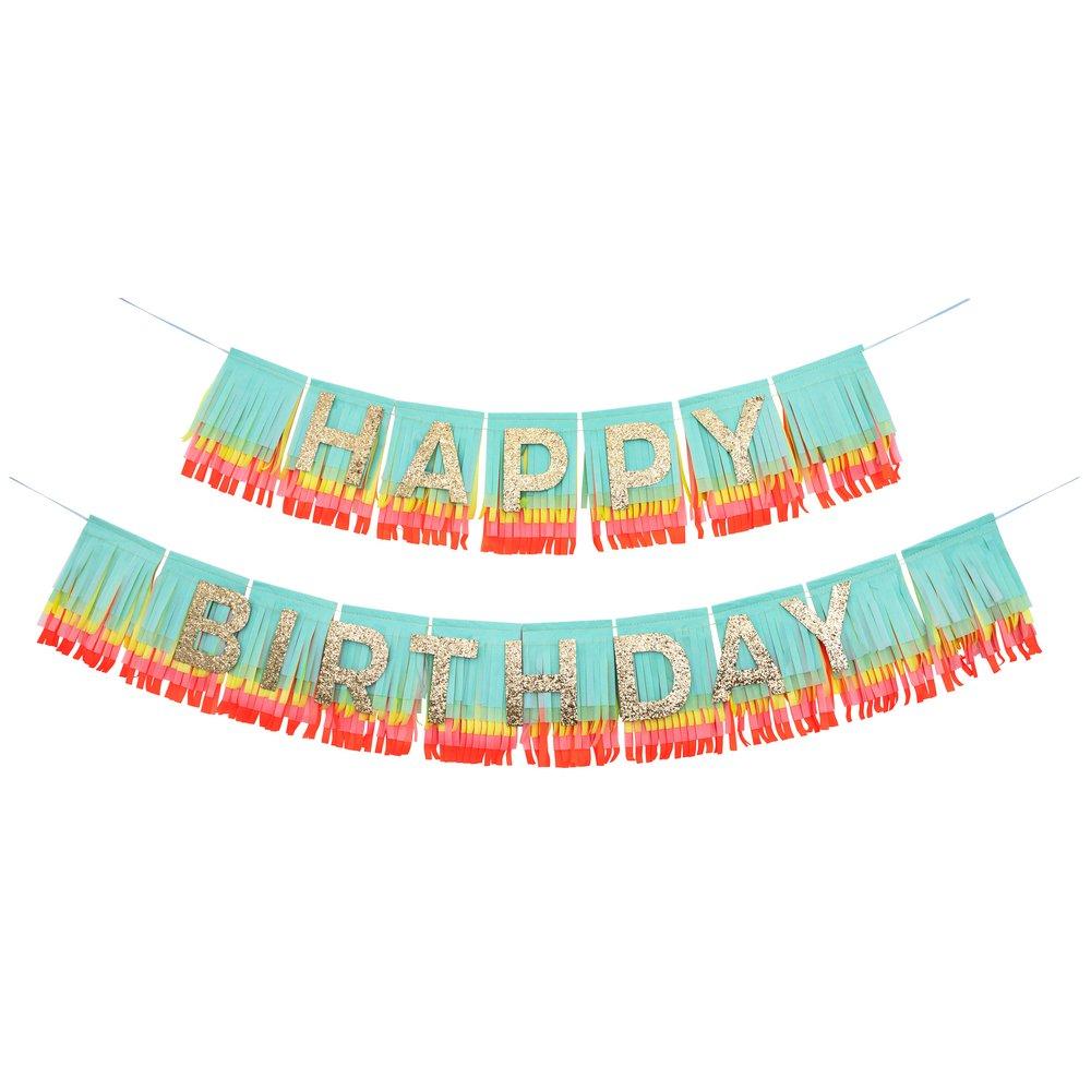 Rainbow Happy Birthday Banner Fringe Garland