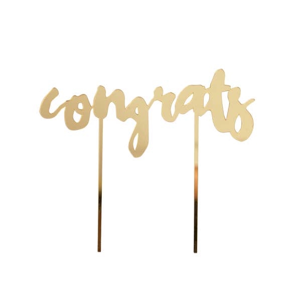 Congrats Gold Acrylic Reusable Cake Topper