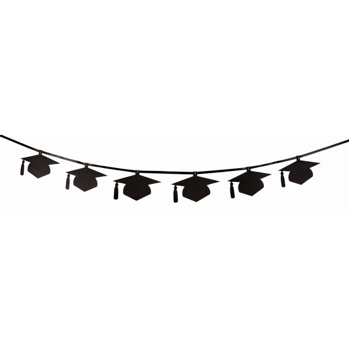 Congrats Grad Black (No Mess) Diamond Glitter Graduation Cap Party Banner