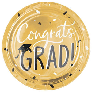 Congrats Grad Gold Graduation Party Large Plates
