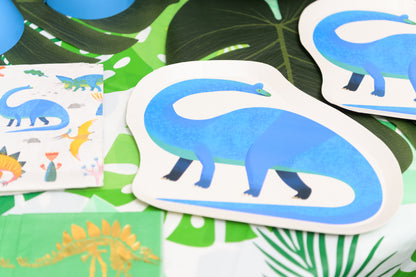 Blue Dinosaur Shaped Paper Plates - 12pk
