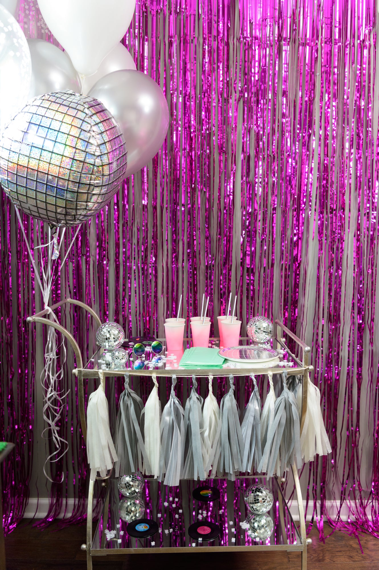 Hot Pink Fringe Foil Curtain Party Decoration – Très Chic Party Boutique