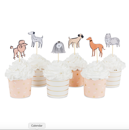Bow Wow Dog Pawty Cupcake Topper Set - 24pk