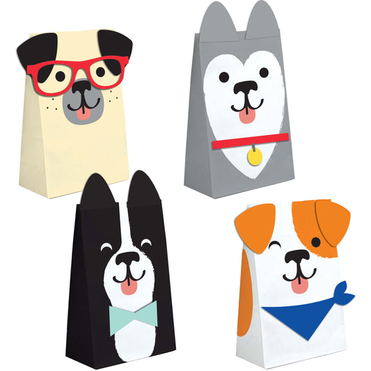 Dog Pawty Paper Treat Bag Party Favors with Attachments - 8pk