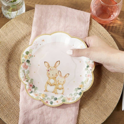 Woodland Animal Bunny Premium Pink 7" Small Paper Plates - 16pk