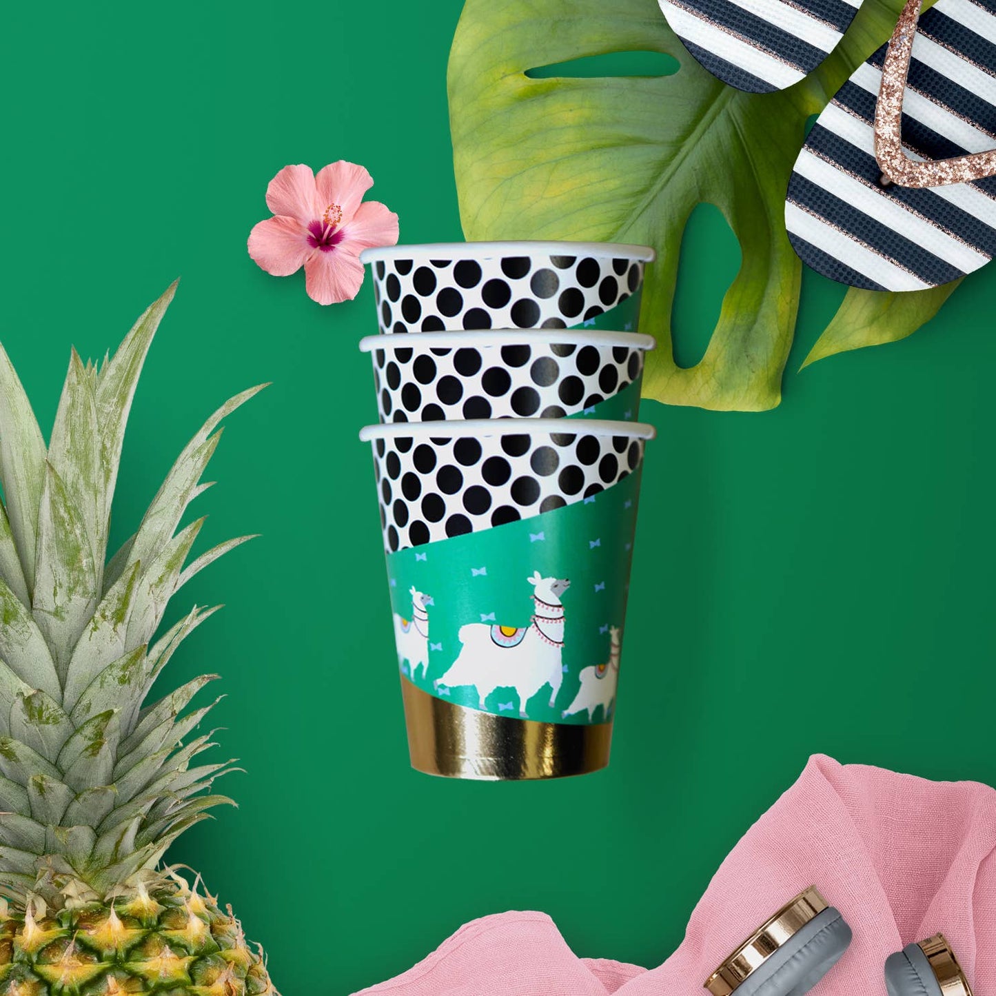 Cactus Llama Fiesta Party Cups