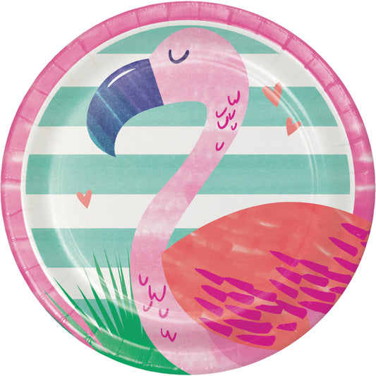 Flamingo Party Small 7" Paper Plates - 8pk