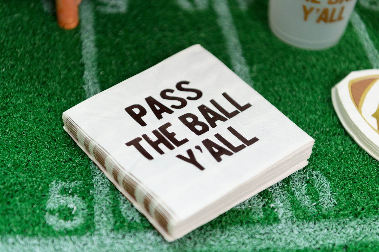 Pass the Ball Y'all Football Party Double-Sided Cocktail Napkins