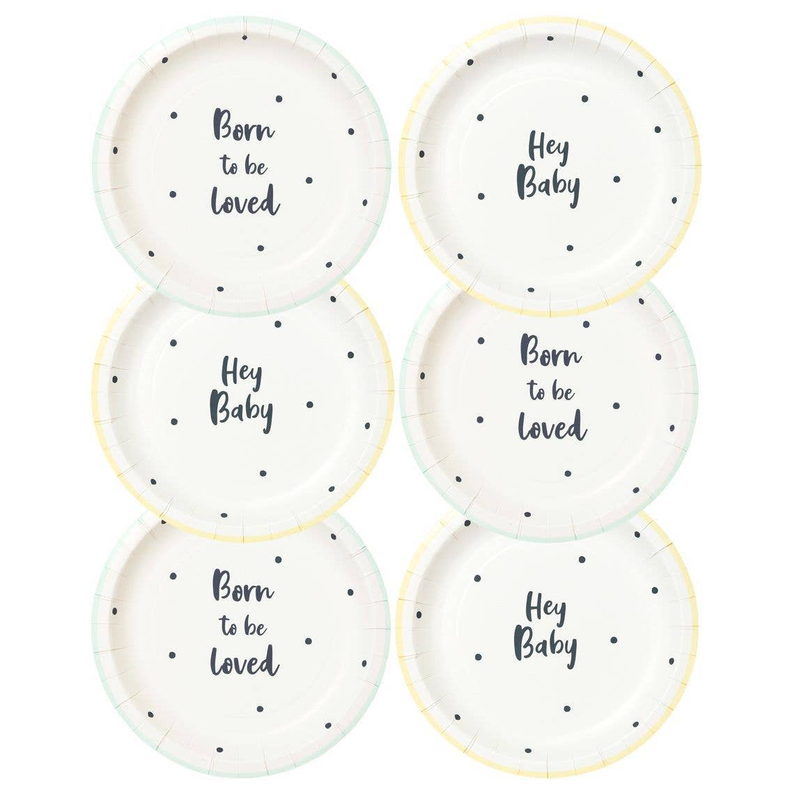 Born To Be Loved Neutral Baby Shower Paper Plates - 12pk