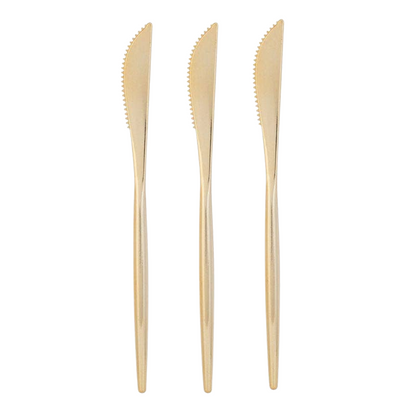 Chic Round Premium Plastic Gold Knives - 20pk