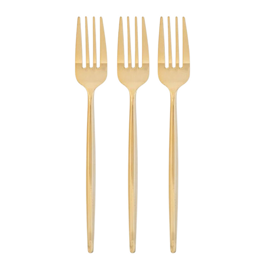 Chic Round Gold Premium Plastic Forks - 20pk