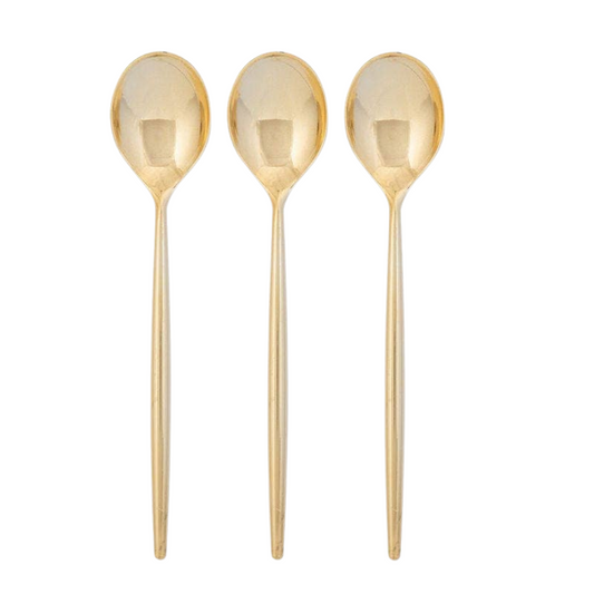 Chic Round Premium Plastic Gold Spoons - 20pk