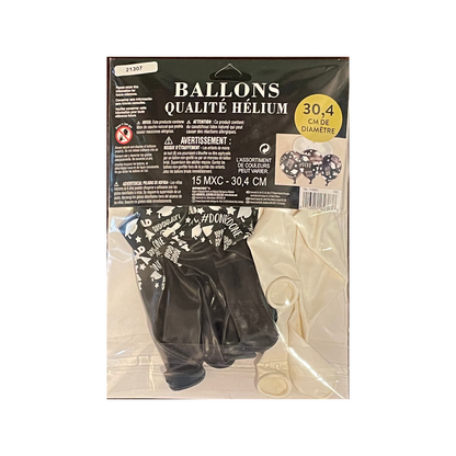 Assorted Graduation Party Latex Balloons - 15 pk