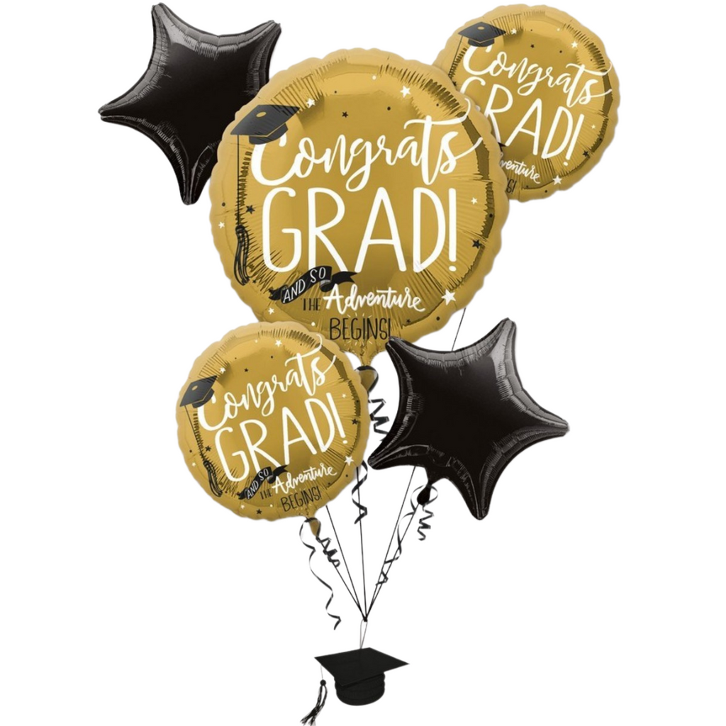 Congrats Grad Party Balloon Bouquet and Graduation Cap Balloon Weight