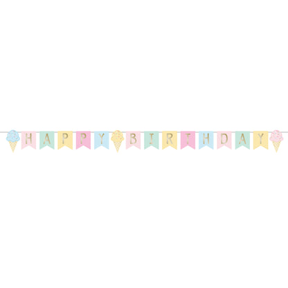 Pastel Ice Cream 'Happy Birthday' Ribbon Banner - 8ft