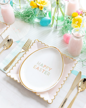Happy Easter Egg Shaped Paper Plates