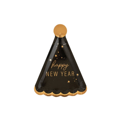 Happy New Year Party Hat Shaped Plates - 8pk