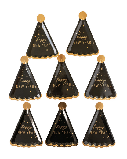 Happy New Year Party Hat Shaped Plates - 8pk