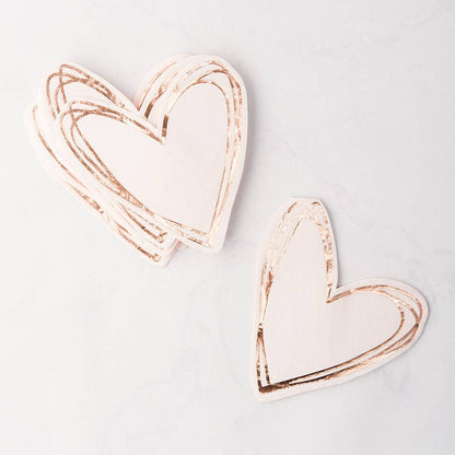 Heart Shaped Blush Rose Gold Paper Party Napkins - 20pk