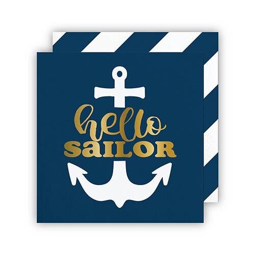 Hello Sailor Nautical Party Beverage Napkins - 20pk