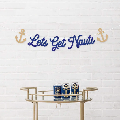 Nautical Paper Bachelorette Party Banner - Let’s Get Nauti