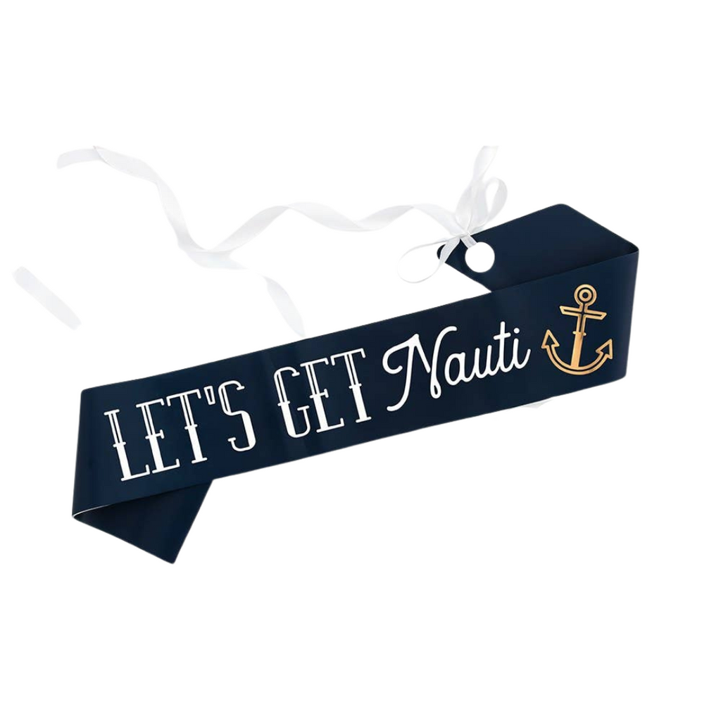 Nautical Paper Bachelorette Party Sash - Let's Get Nauti