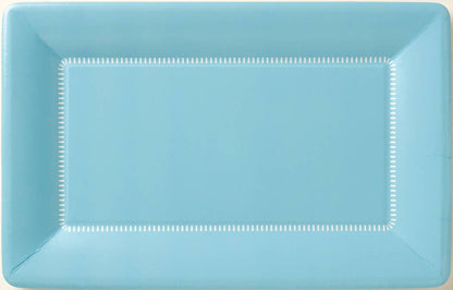 Light Blue Rectangular Paper Dessert Plates - 8pk