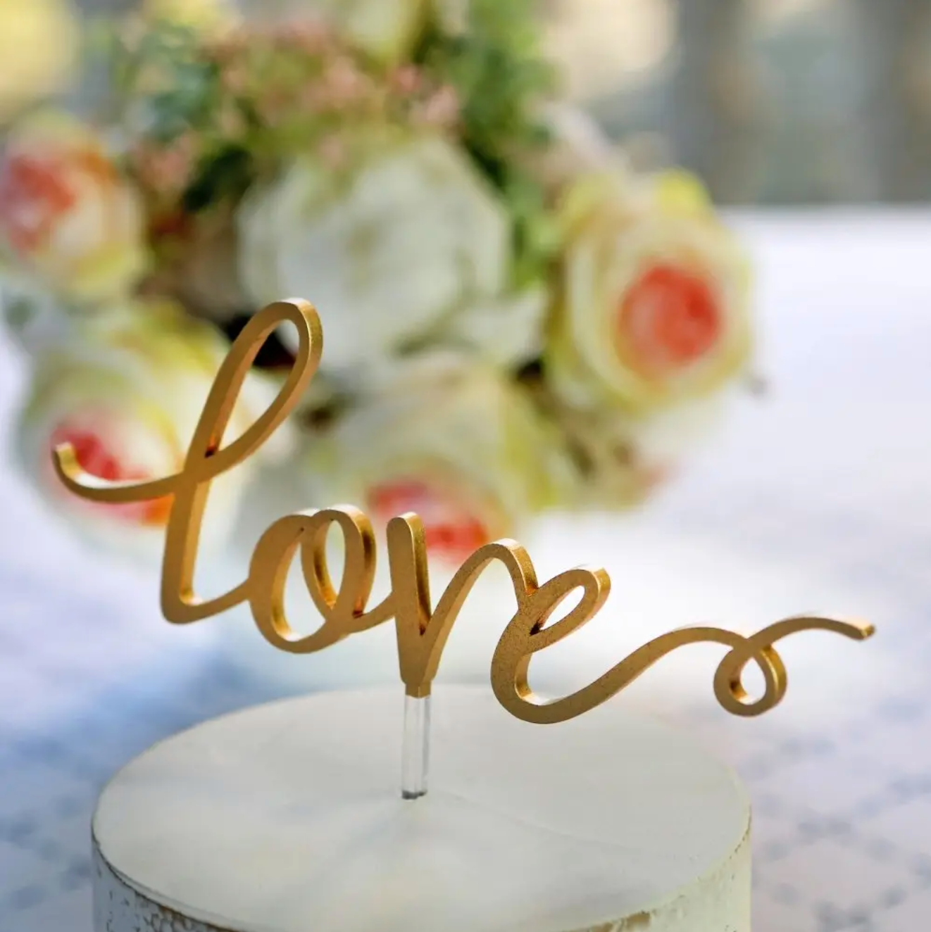 Love Gold Acrylic Cake Topper