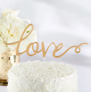 Love Gold Acrylic Cake Topper