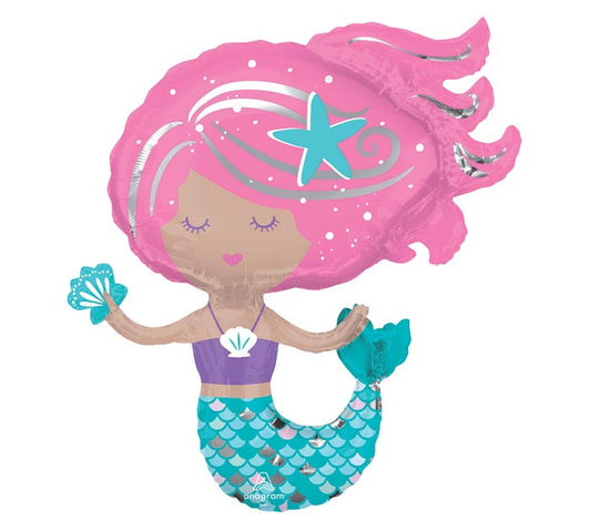 Shimmering Mermaid Shape Packaged Foil Balloon - 30"