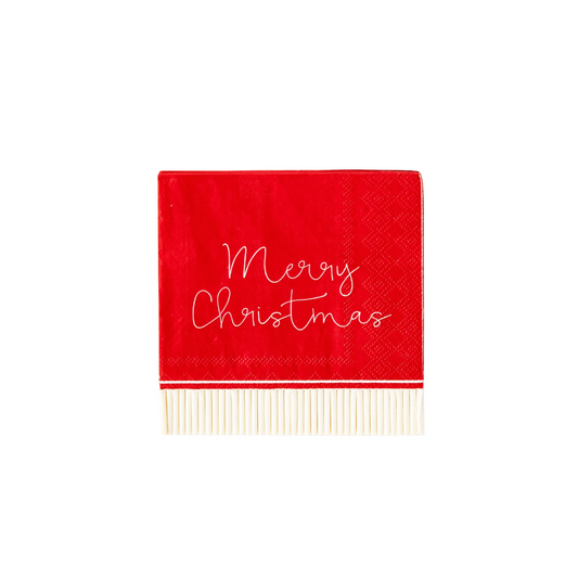 Merry Christmas Fringe Cocktail Napkins