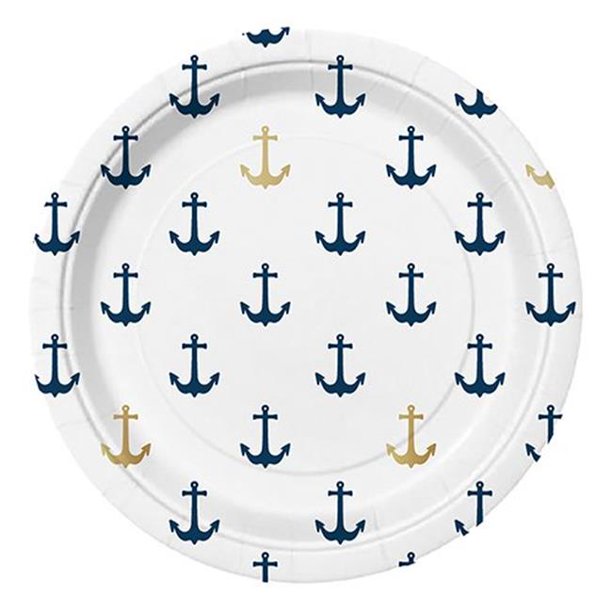 Nautical Anchor Repeat Small Paper Plates - 7"