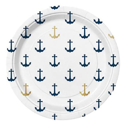 Nautical Anchor Repeat Small Paper Plates - 7"