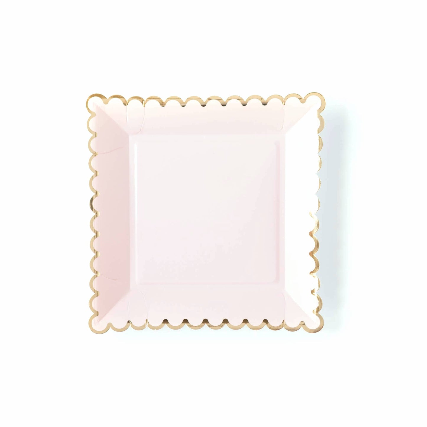 Pale Blush Square Scalloped Plates - 8pk