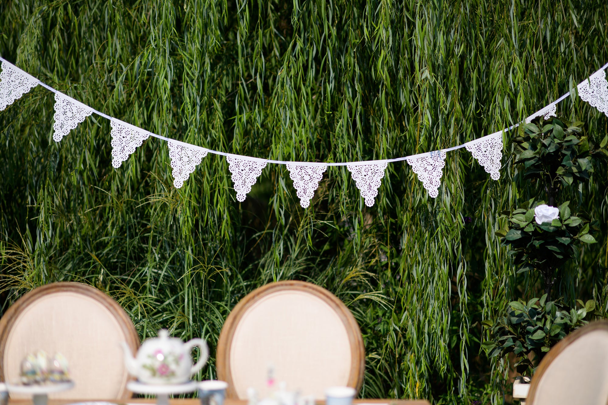 White Lace Paper Pennant Garland