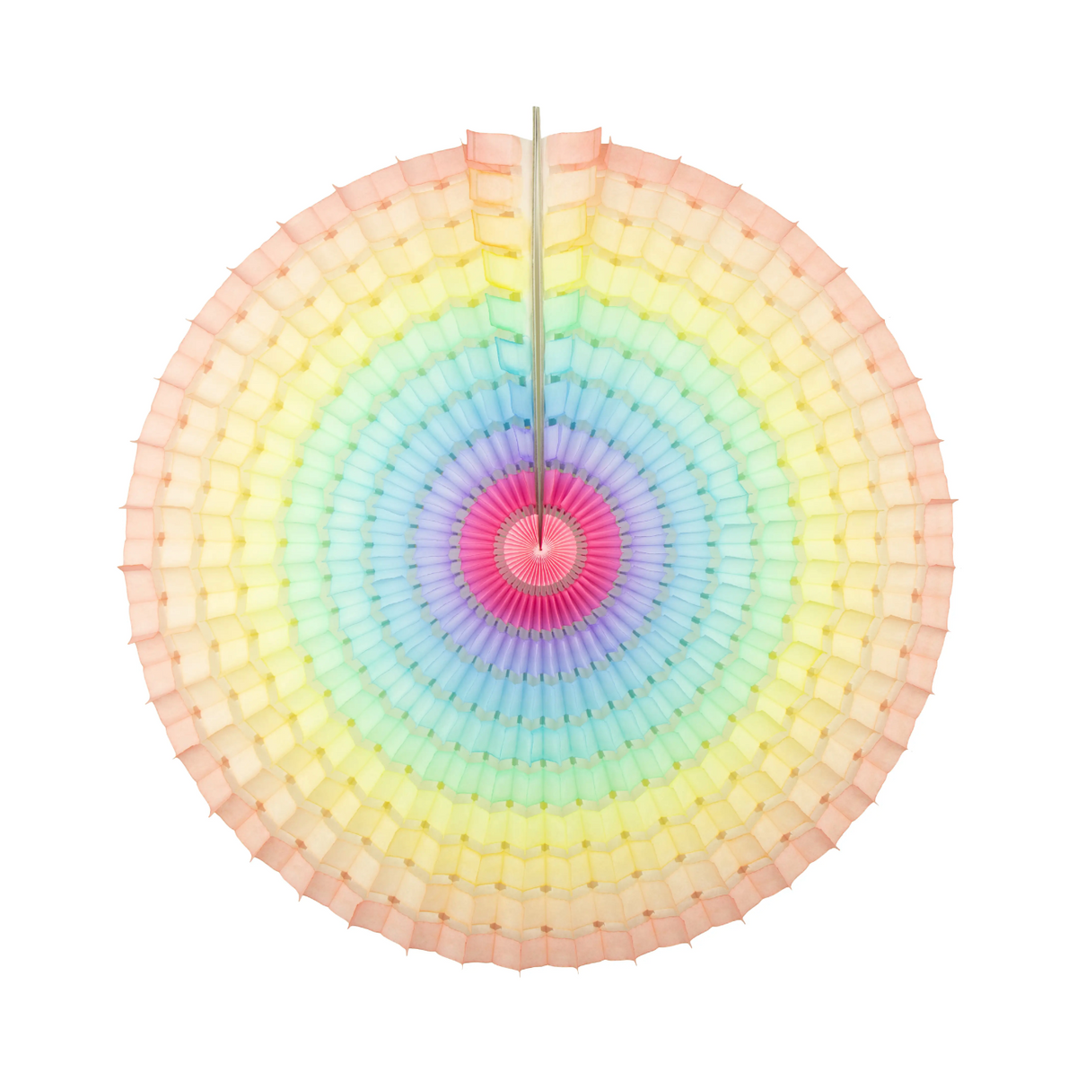 Striped Pastel Rainbow Large Party Fan - 1pk